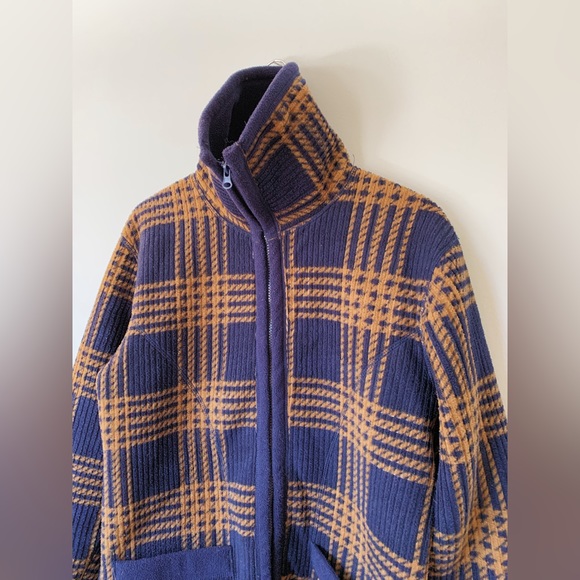 Vintage Navy Plaid Fleece Shacket - Picture 3 of 7